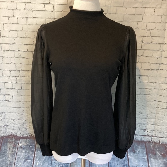 Adrianna Papell NWT Funnel Neck Sweater long sheer sleeves XS office workwear - Picture 4 of 16